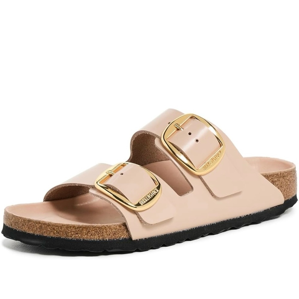 Birkenstock Nude Sandals with Gold Accents